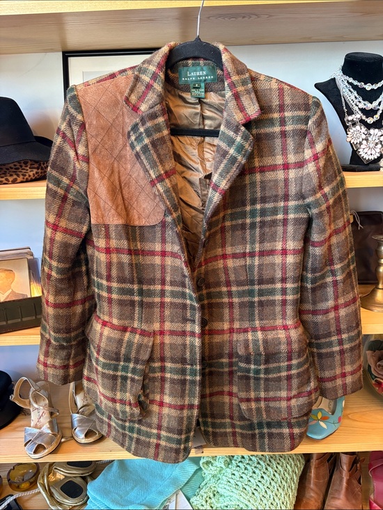 Lauren Ralph Lauren Jackets & Blazers - Lauren Ralph Lauren Plaid Wool-Blend Blazer in Olive, Brown & Burgundy